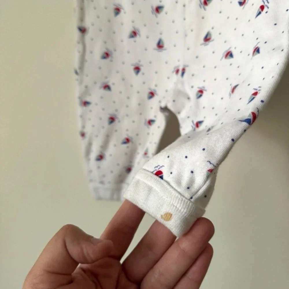 Vintage 90s Baby Romper 3 Months Sailboat‎ Summer Nautical Beach Preppy July 4th
